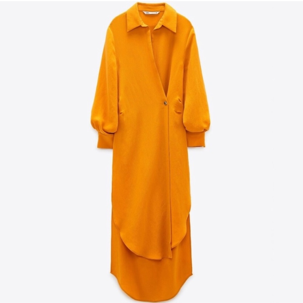 Zara Orange Wrap Shirt Dress - XS